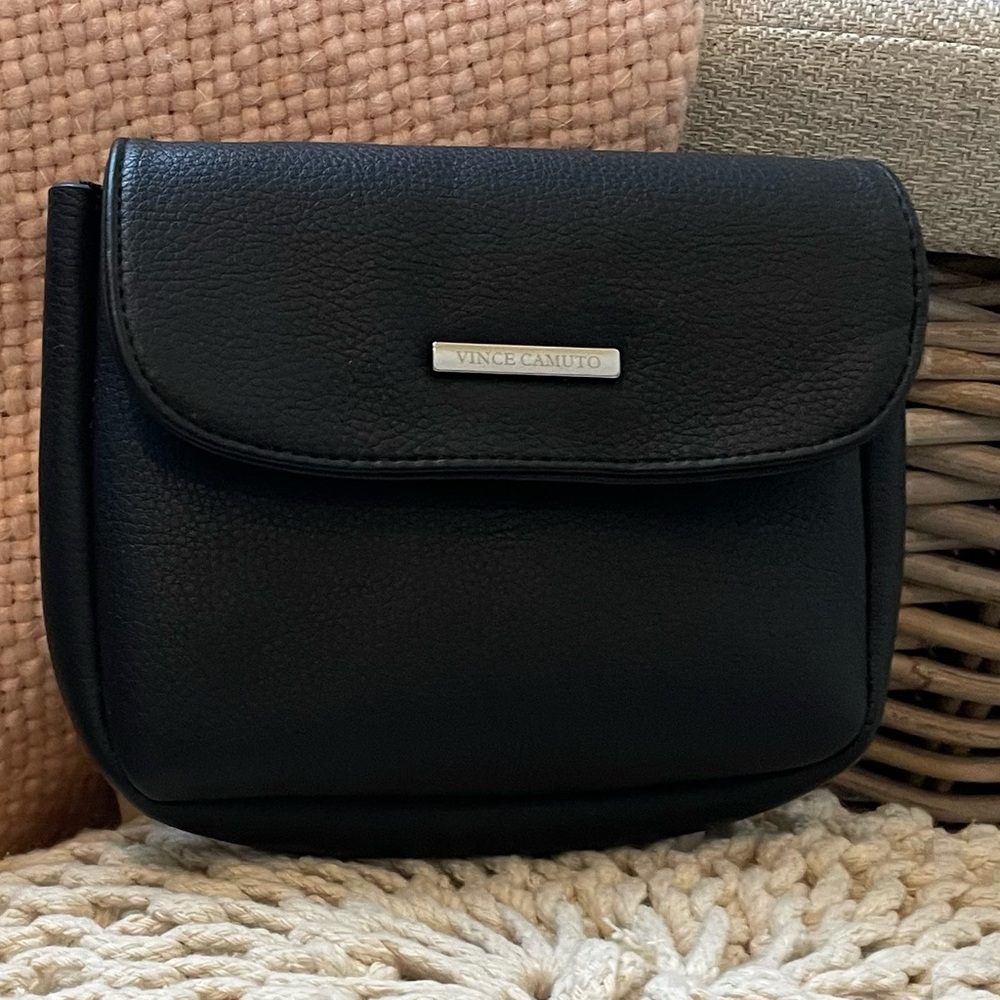 Vince Camuto Black Pebbled Leather Crossbody Belt Bag
